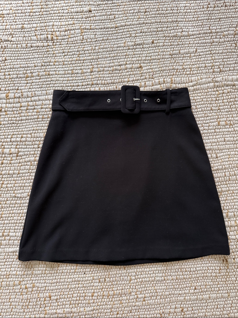 Zara Black A-Line Skirt with Matching Buckle Belt